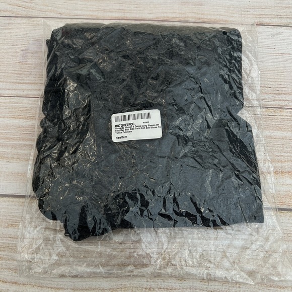 Women's Casual Soft Long Sleeves Off Shoulder Knot Side Twist Blouse Pullover M - Picture 15 of 16